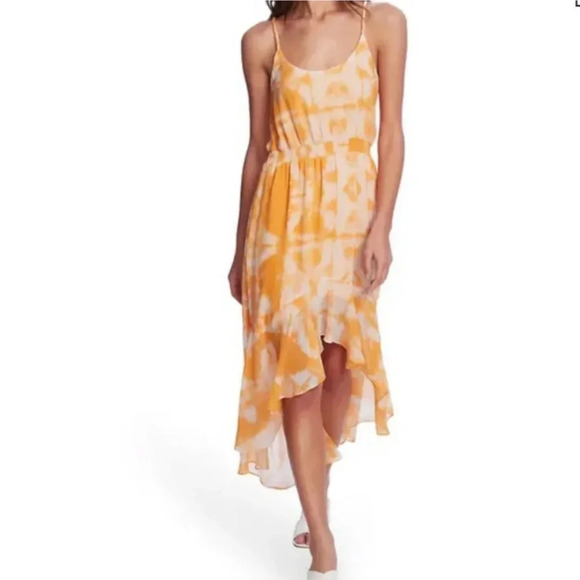 NWT 1.State Sunburst Orange Canyon Tie Dye High-Low Dress - Picture 1 of 13
